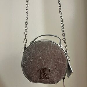 Elegant Silver Round Crossbody Bag